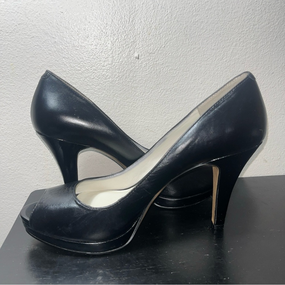 Nine West Women’s Sz 8 M Black High Heels Peep Toe Pumps - Picture 8 of 14